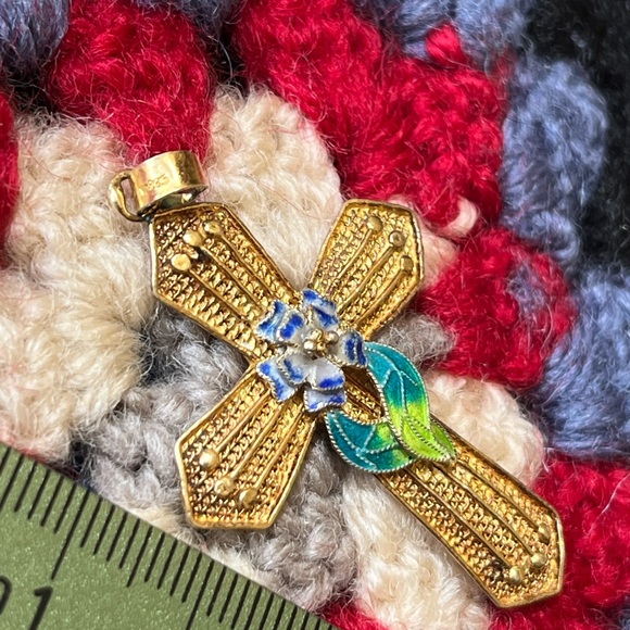 Vintage Pendant Cross Gold Over Sterling Silver. - Picture 4 of 5